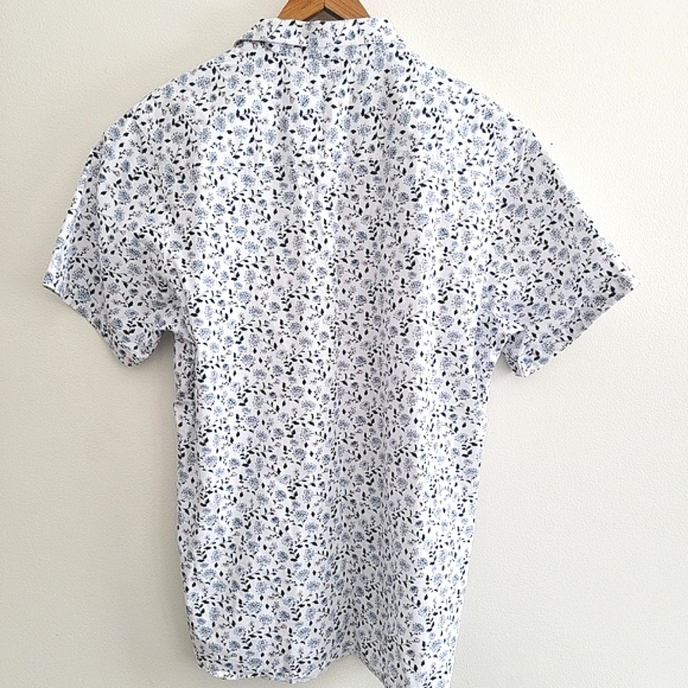 Michael Brandon Men's Button Down Short Sleeve Floral Dress Shirt Large Cotton - Picture 5 of 5